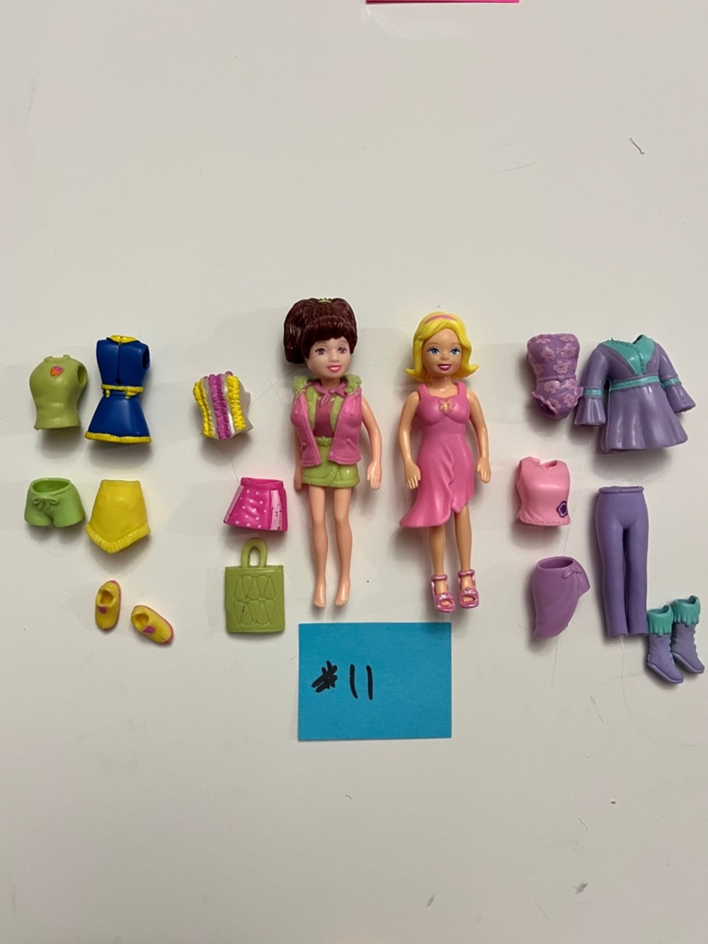 2 Polly Pockets AssortedFashion Doll Playset - Pink, Green, Purple Accessories